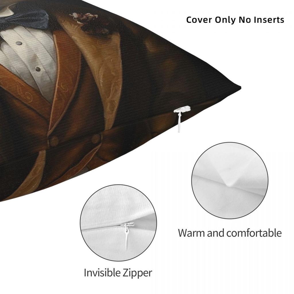 Dapper Fox Portrait Square Pillowcase Polyester Linen Velvet Pattern Zip Decor Bed Cushion Cover