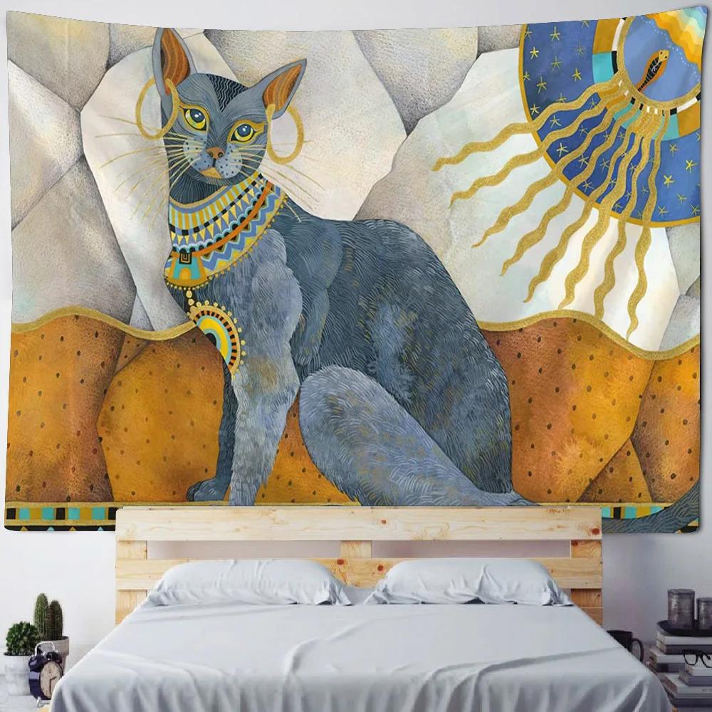 Vibrant Egyptian Art Tapestry  Colorful Mythical Creatures Perfect for Bedroom Decor Modern Boho Style Enhance Your Space