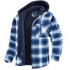 Veste chemise en flanelle pour homme avec capuche amovible Manteaux d'hiver doublés matelassés à carreaux Sweat à capuche épais Vêtements d'extérieur Chemises polaires pour homme