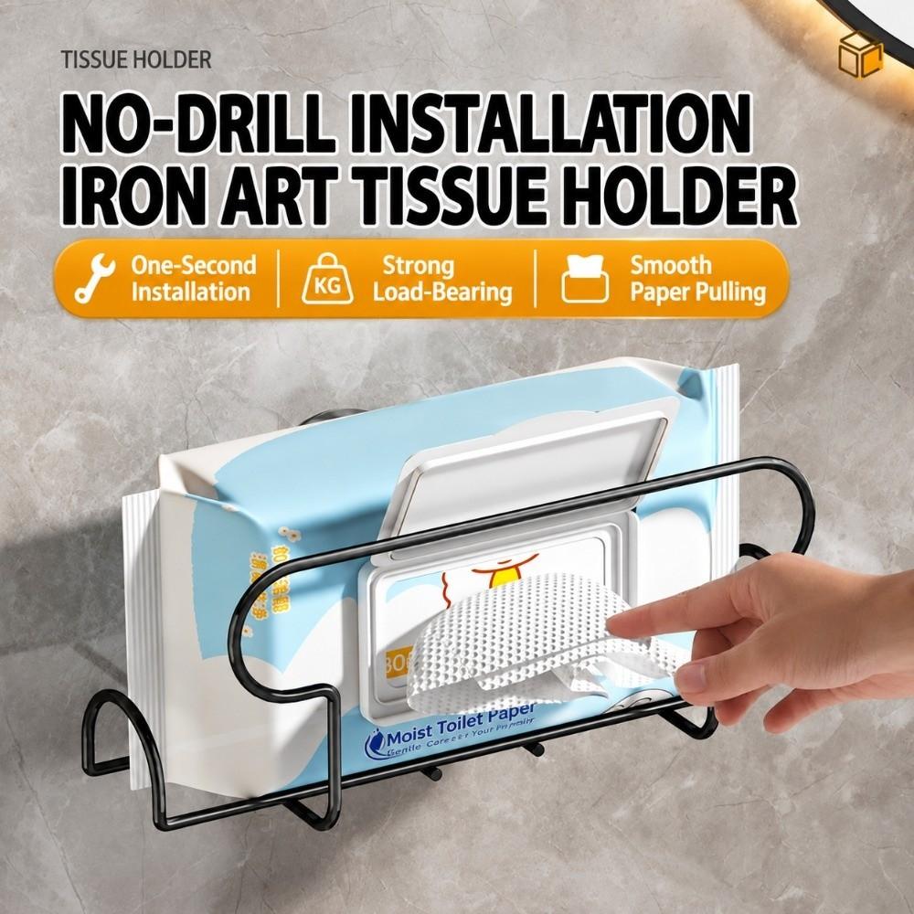 Strong Suction Cup Tissue Holder Wall Mounted Tissue Rack  Toilet Tissue Wet Wipe