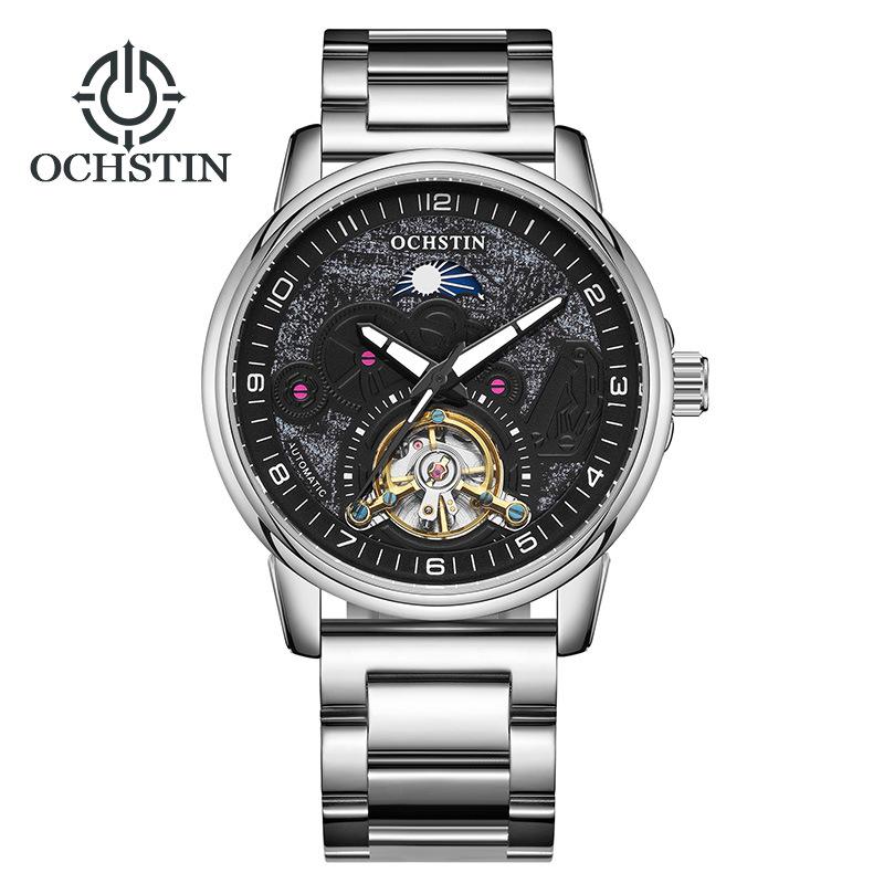 Swiss Tourbillon Men's Mechanical Watch, Large Dial, Automatic, Fashionable Leather Strap, High-End Feel