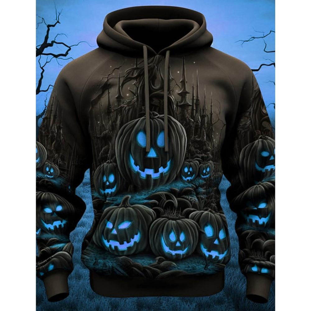 

Осенние 3D толстовки с принтом тыквы на Хэллоуин, модные повседневные спортивные толстовки с длинным рукавом для мужчин 6XL небесно-голубой
