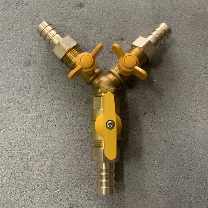 Brass Push-to-Connect Ball Valve Reducing Tee for Water Pipes (Sizes: 6/8/10/12/14/16mm)