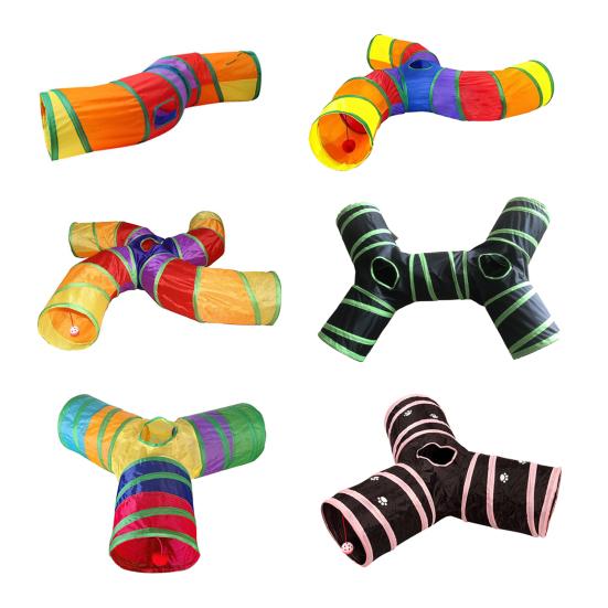 Cat Tunnel Tube Toy for Indoor Cats 5 Way/3 Way/S-Shaped Collapsible Play Tunnel with Interactive Peep Hole for Kittens Puppies Rabbits