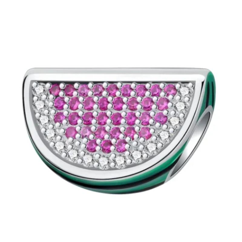 Copper Full Diamond Charms Colorful Heart Blooming Rose Round Beads Pendant Fit Original Bracelets Necklace Jewelry