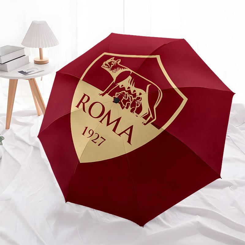 AS Roma, Badge Automatic Opening and Closing, 8 Rib Structure Portable Umbrella, Suitable for Men and Women In All Seasons  Perfect Gift for