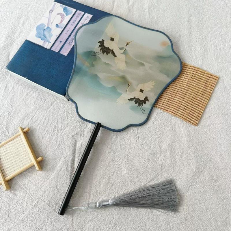 New Style Ancient-Style Semi-Transparent Round Fan for Dance, Hanfu Traditional Round Fan, Retro Classical Dance Chinese-Style Fan
