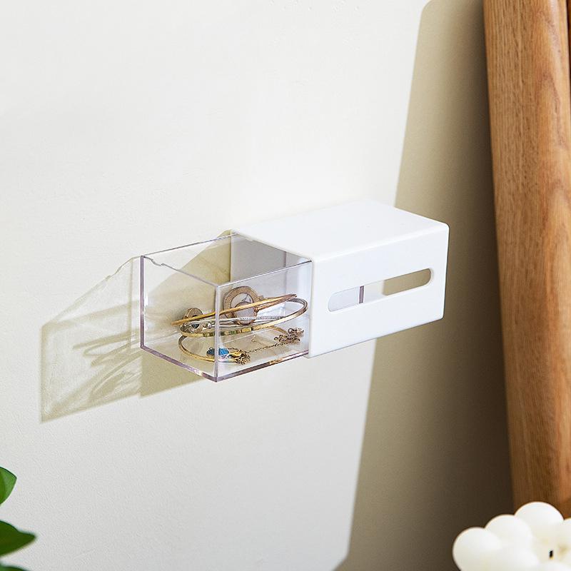Wall Mounted Storage Box Bathroom Cosmetic Cotton Swabs Jewelry Storage Box Home Office Sundries Clips Hairpin Drawer Storage