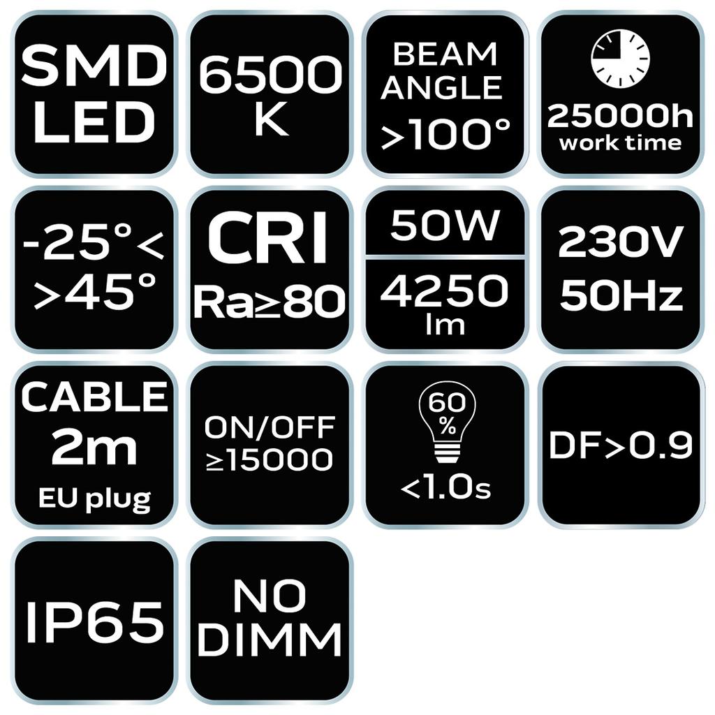 50W SMD LED spotlight 4250 lm 230V portable