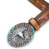 Vintage Western Belt Longhorn Bull Belt Buckle Belt Cowboy Belt With Big Buckle Jeans Belt Leather Belt Beaded Belt