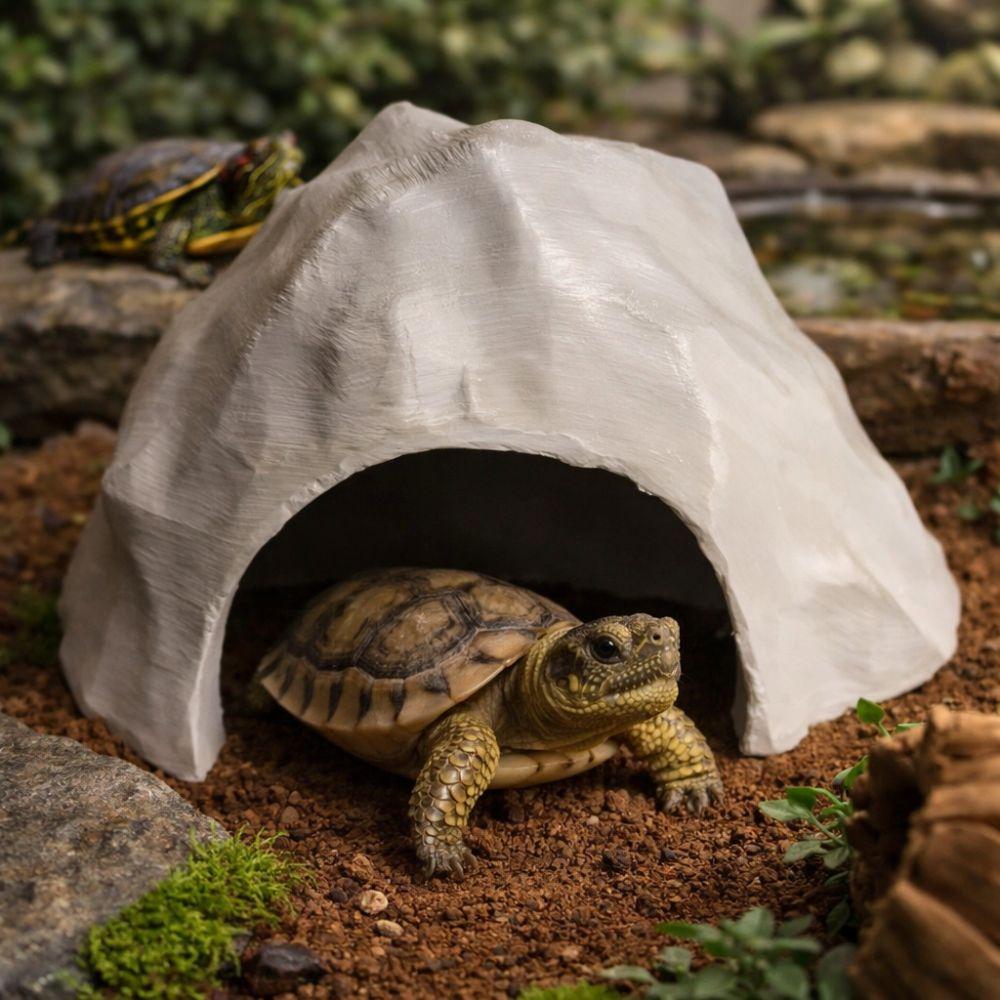 Plastic 3D Printed Reptile Shelter Stable Artificial Hidden Cave Shelter Realistic Terrarium Decor for Lizards Turtles