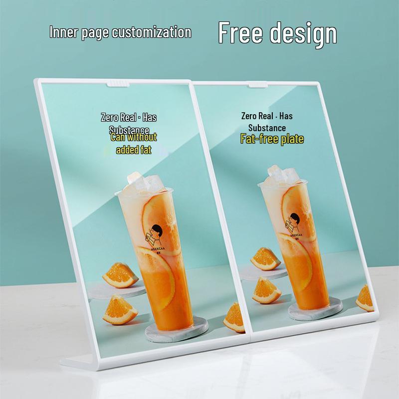 PS Anti-fall A4/A5 Table Card Holder: L-shaped Display Stand for Coffee, Milk Tea, and Beverage Menu