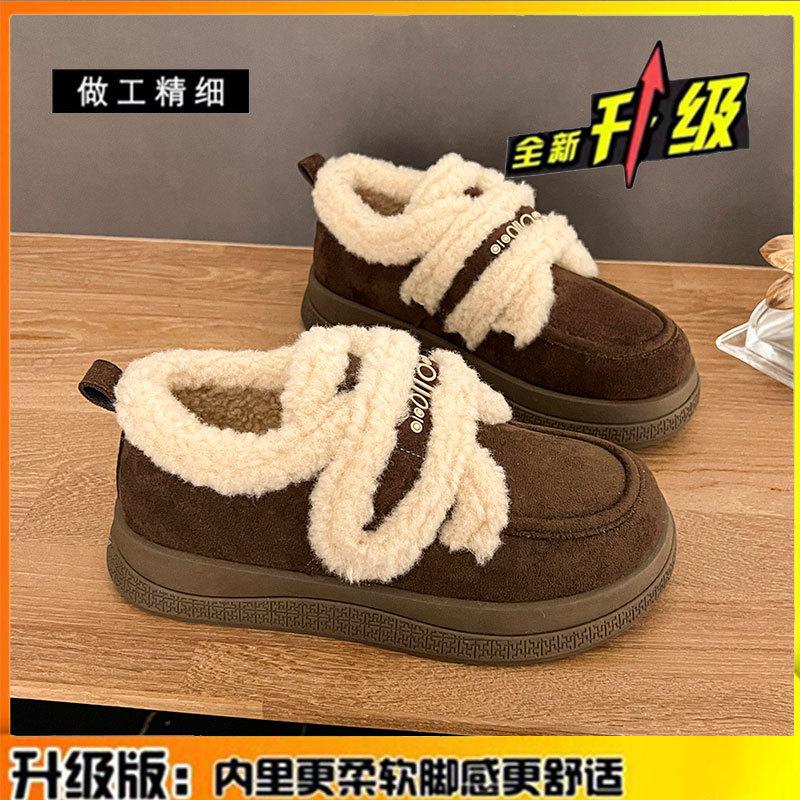 

Флисовые женские новые зимние кожаные ботинки на платформе для снега, носите нескользящие и теплые пушистые хлопковые ботинки 40