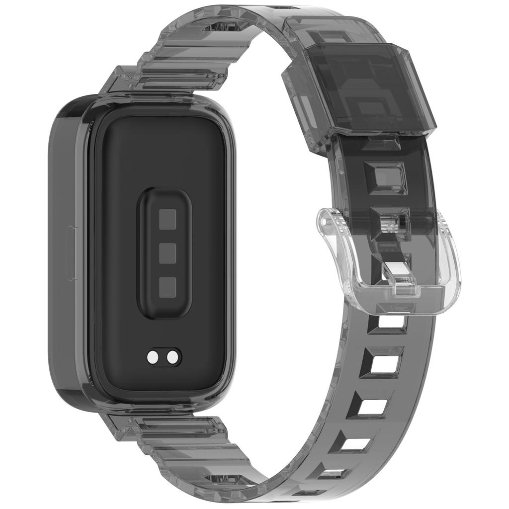For Xiaomi Redmi Band 2/Smart Band 8 Active Transparent Color Changing TPU Watch Band Integrated with Case