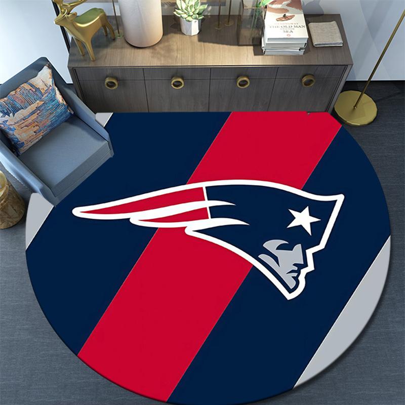 New England Patriots2 Round Area Rug,Carpet Rug for Living Room Bedroom Sofa Playroom Decor,Non-slip Floor Mat
