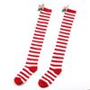 Women Cartoon Plush Elk Bowknot Striped Over Knee Long Socks Thigh High Stockings for Christmas Cosplay Costume Hosiery
