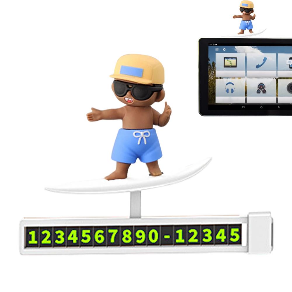 

Временный знак парковки автомобиля Мультяшный пингвин Центральная консоль Раздвижное украшение Серфер Мальчик Скейтборд Декор экрана панели приборов Любитель автомобилей белый