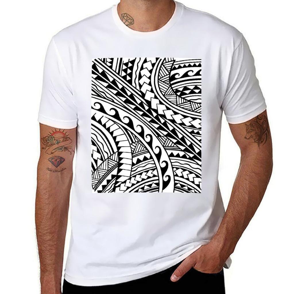 Hand Drawn Polynesian Tribal Tshirt Light Athletic Short Sleeve Tee Shirt