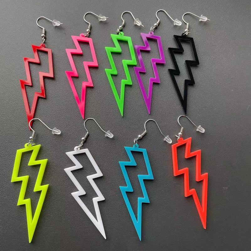Geometric Acrylic Lightning Bolt Earrings: Bold, Fashionable Statement Jewelry for Women