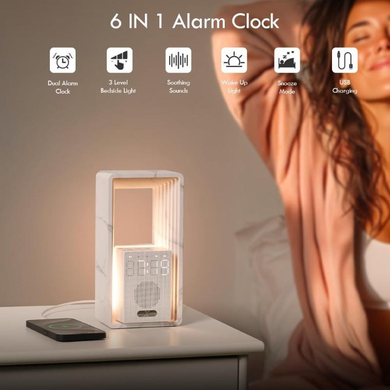 Simulated Sunrise Wake-up Alarm Clock White Noise Sleep Sound System Small Night Light High Aesthetic Bedside Table Lamp