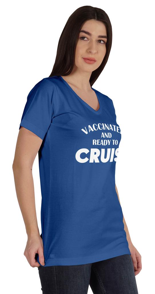 Inkmeso Vaccinated And Ready To Cruise Funny Pro-Vaccine Crew Neck T-shirt For