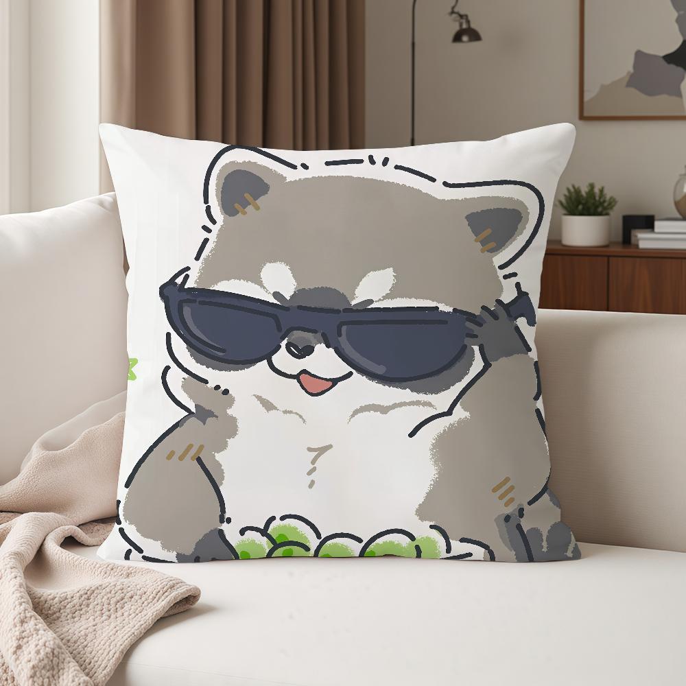 

Cute Little Raccoon Pillow Case Suitable For Bedrooms Living Rooms Cars Home Decoration 30cmx30cm