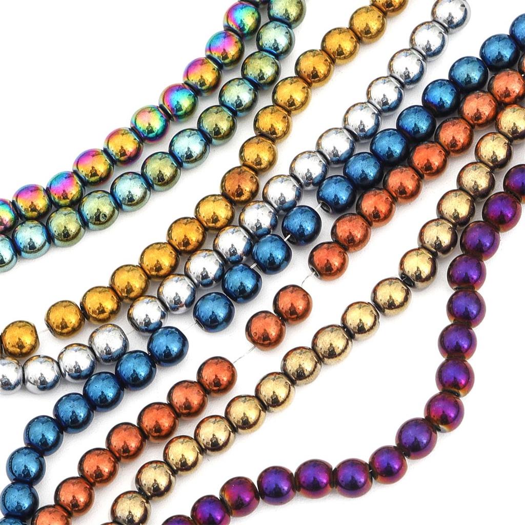 70-165Pcs Natural Stone Gold Sliver Multicolor Round Hematite Loose Spacer Beads For Earring Necklace Bracelet DIY Jewelry Making Accessories