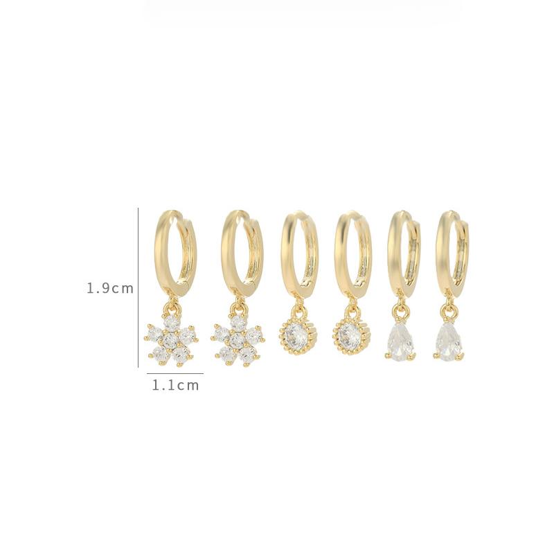 Ensemble de Boucles d'Oreilles Trois Paires de Boucles d'Oreilles Éclat Délicat Zircon Boucles d'Oreilles Mignonnes Boucle Féminine Bijoux de Mode Femmes Fête Cadeau Accessoires