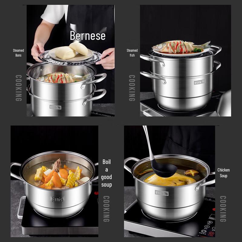Bernice 3-stöckiger Edelstahl-Dampfgarer, 28cm