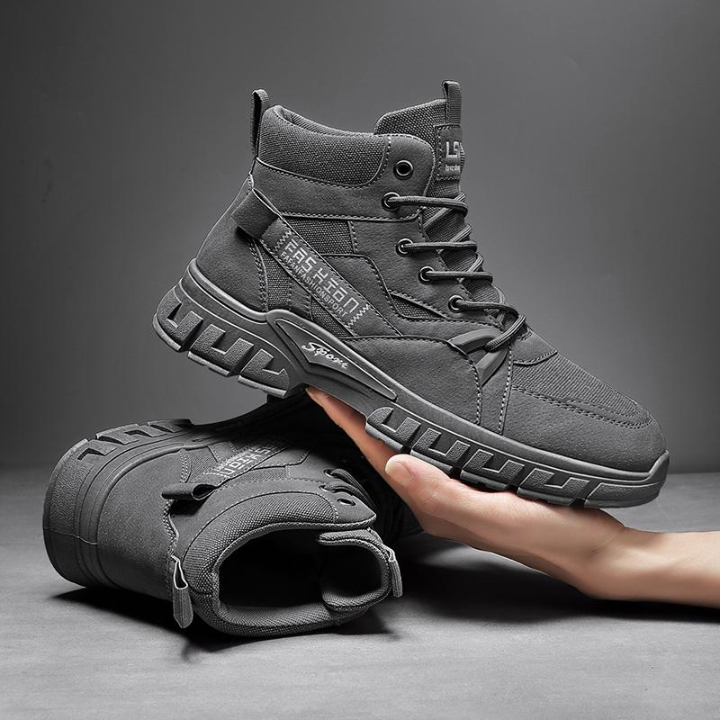 New Fashion Autumn And Winter Men's High Top Martin Boots Students Male Boys Trending Soft Sole Work Shoes Labor Protection Martin Sneakers