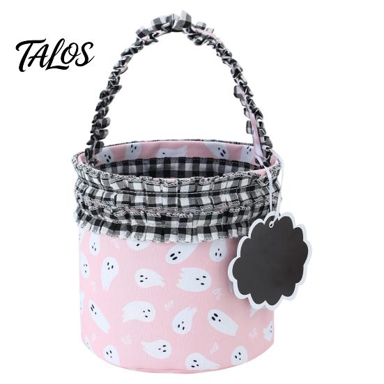 Großer Süßigkeitenhalter Halloween Kürbis Geist Leckerbissen Tasche, Niedlicher Korb mit Spitzenhenkel für Tragbaren Geschenkkorb Kinder, Gruselige Tasche Süßes oder Saures