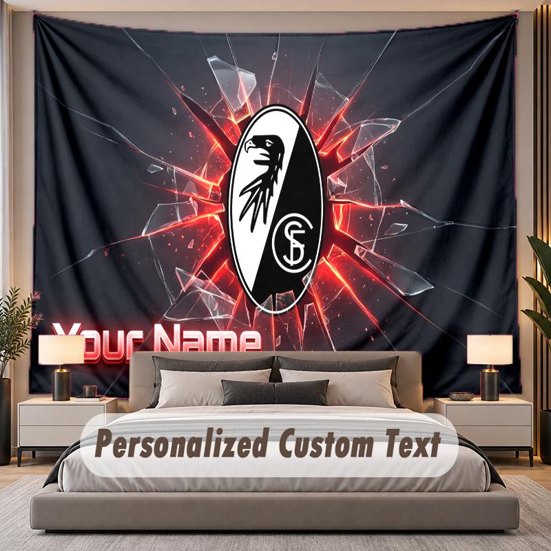 Custom Name Text Tapestry SC Freiburg Personalized Polyester Wall Tapestry For Bedroom And Room