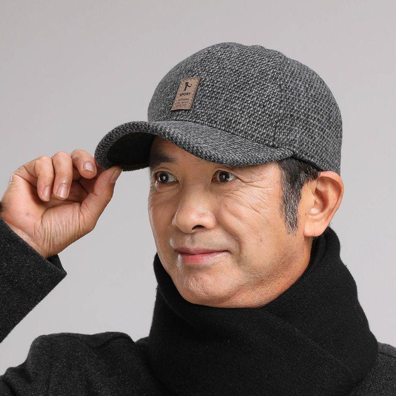 Herren Winter Baseballkappe mit Ohrenschutz - Dickes, warmes Entenschnabel-Design für ältere Erwachsene