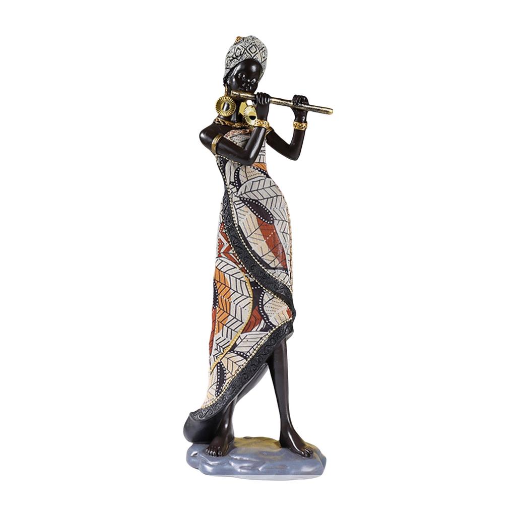 Stil Retro Statuie Femei Tribale Figurine Doamnă Africană Ornament Colecții Rășini Artizanat Artă pentru Desktop Living Room