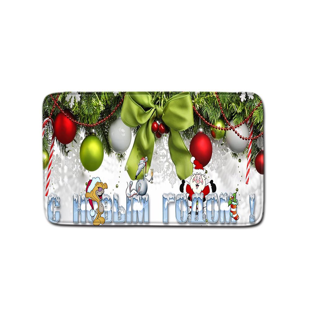 Christmas Shower Curtain Floor Mat Combination Four-Piece Set Bathroom Toilet Carpet Shower Room Mat Foot Mat