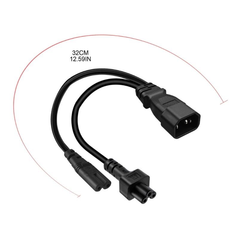 IEC320 C14 to IEC320 C5+IEC320 C7 AC-Power Adapter Cable, 3 Terminals Male to Female Power Connector Cord Wire