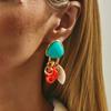 Light Luxury High-end Retro Ethnic Style Colorful Acrylic Pendant Stud Earrings Baroque Special-shaped Pearl Earrings Women