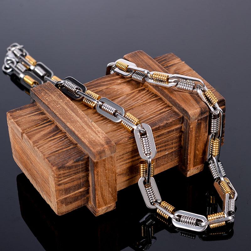 Black Choker Necklace Men Never Fade Gold Color 316L Stainless Steel 55CM Mens Long Chain Necklace Best Friends Jewelry Man