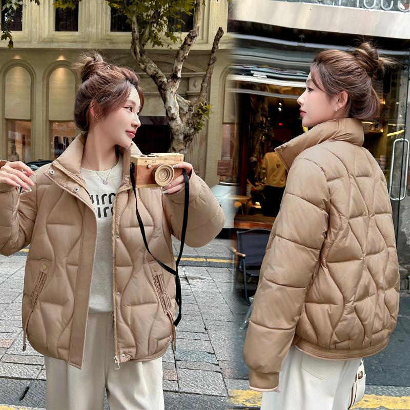 Fashion women's new short down cotton-padded coat, winter small cotton-padded jacket, stand-up collar, thin and thickened coat