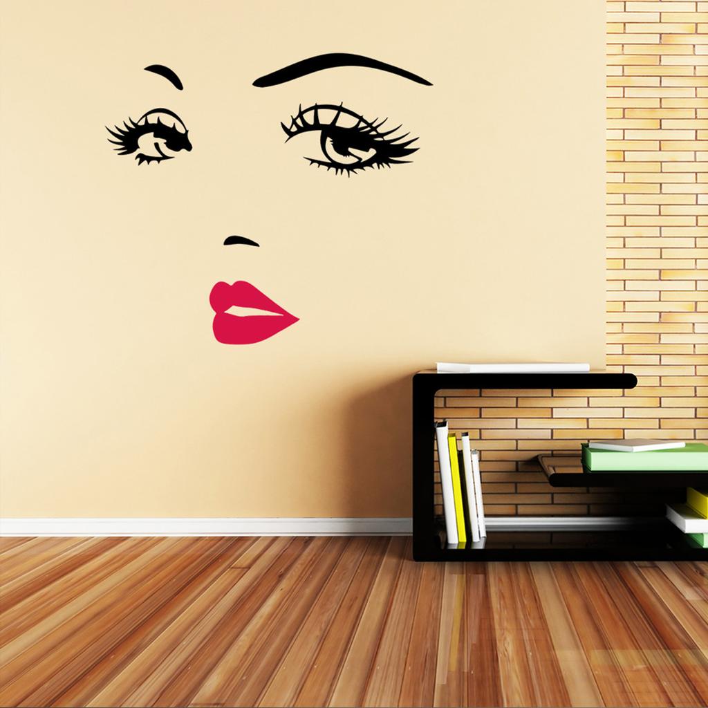 Black PVC Wall Sticker Beautiful Woman Face Vinyl Art Decal Home Bedroom Decor Removable