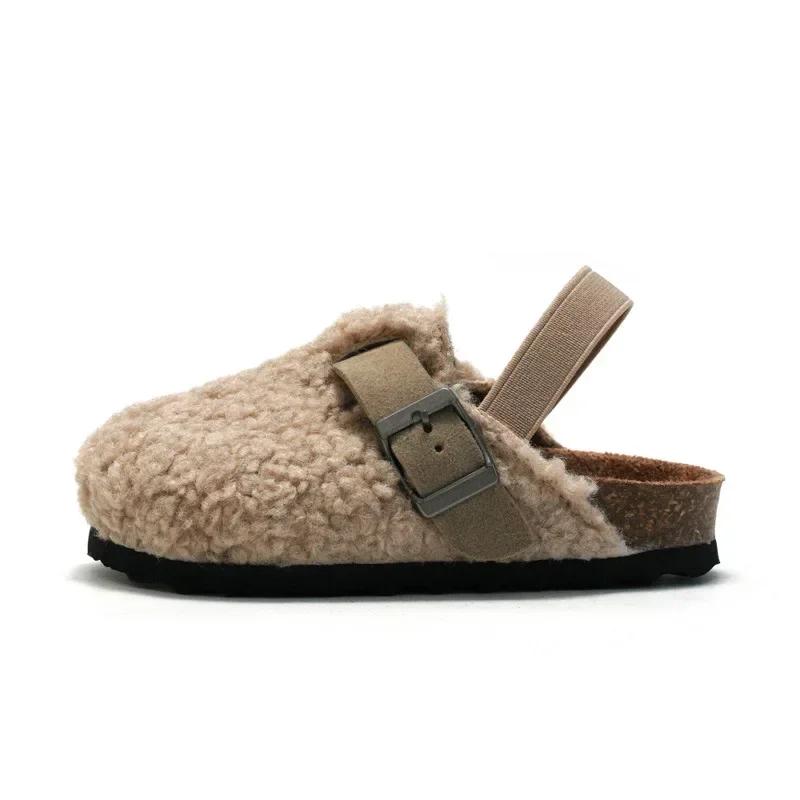 

Children s Fleece Elastic Clogs Baby Boys Girls Plush Slipper Toddler Prewalker Footwear Winter Warm Soft Sole Shoes 20 абрикосовый