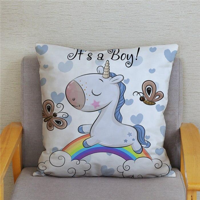 45*45 Square Pillowcase Home Decor Pillowcase Cushion Cover Cute Cartoon Unicorn Print Pillowcase