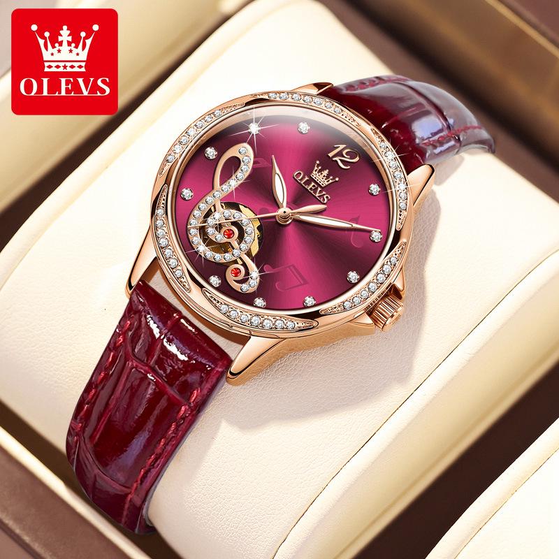 Olitis Women's Automatic Diamond Mechanical Watch with Musical Note Dial