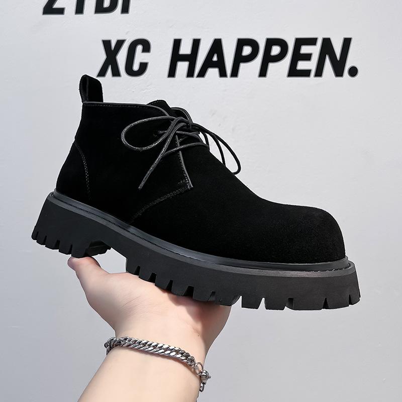 

Мужская обувь осенне-зимняя обувь Дерби флисовые теплые ботинки Martin на толстой подошве однопедальные повседневные кожаные туфли 43348-A 38 чёрный