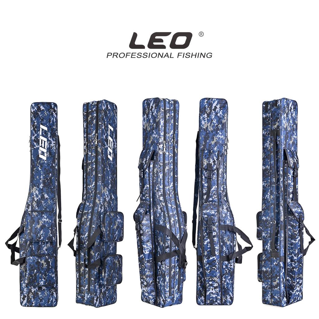 New LEO Double-layer Canvas Fishing Bag 1.3m Portable Fashion Extended Large Capacity Folding Fishing Rod Bag Fishing Gear Carrying Bag
