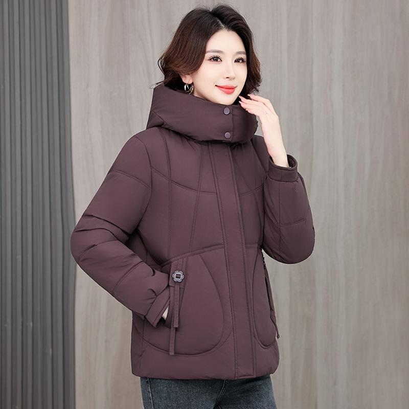 Mom Down Cotton Clothing Large Pocket Women's Fashion Thermal Clothing Hooded Small Thickened Bread Clothing Jacket