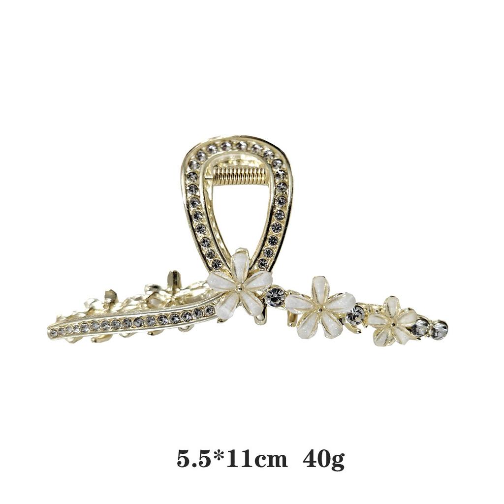 Elegant Large-sized Sweet Women's Hair Clip Diamonds Hollow Heart-shaped Pearl Design Korean-style Accessory for Up-dos