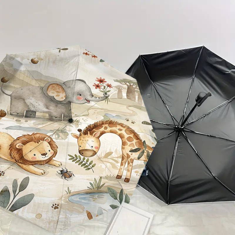 1PC Safari Elephant Umbrella-8-Rib Reinforced Portable Folding Travel Suitable for All Seasons Outdoor Daily Use-Z0496