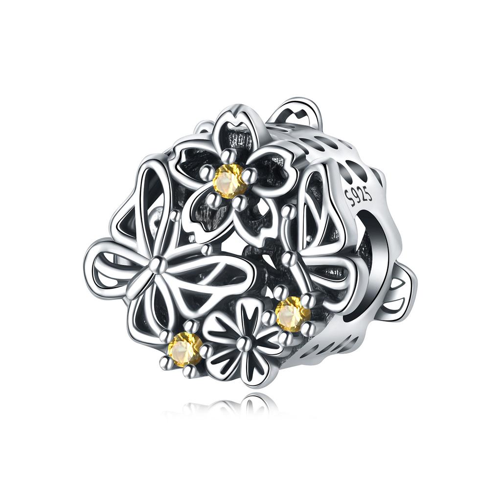 Copper Purple Iris Flower Pendants Bracelet Charms Fit Women Jewelry Party Beads Diy Exquisite Gifts Accessory