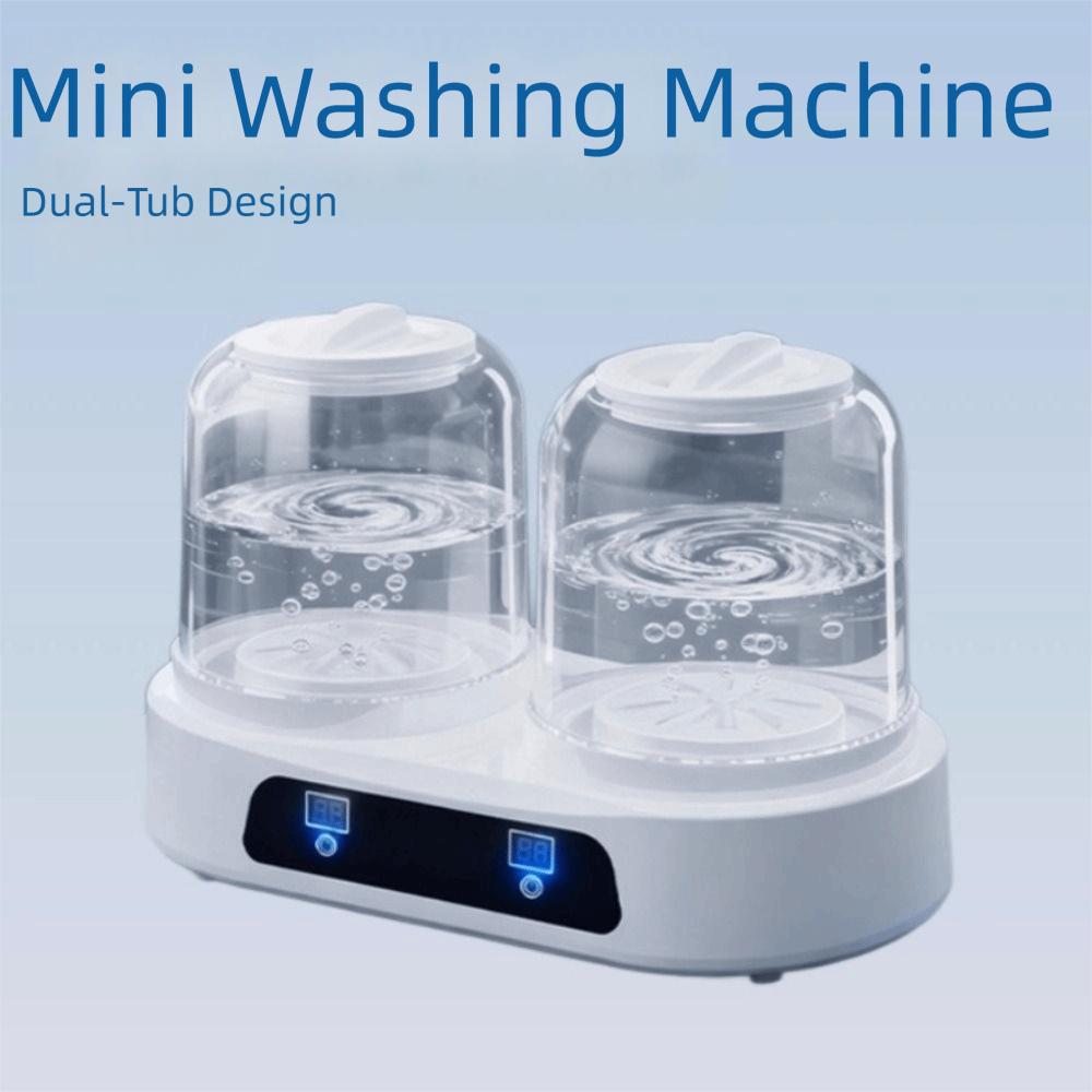 2 Modes Double Cup Washing Machine Transparent Tank Portable Sock Washer Dormitory Use